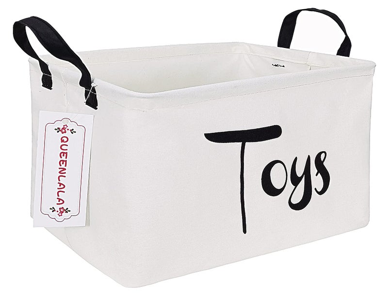 QUEENLALA Rectangular Laundry Hamper/Foldable Nursery Laundry Basket for Organizing/Storage Bin Baskets/Children Toy Office Bedroom/Toy Bin Closet Shelf Basketsï¼ˆRec-toysï¼‰ - Image 1